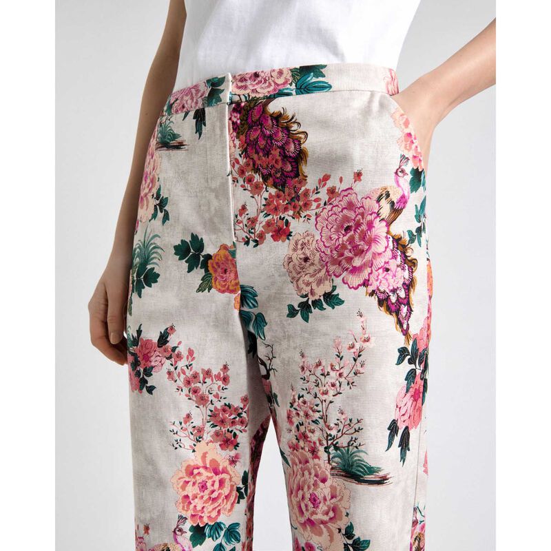Cue Parchment Peacock Garden Faille Straight Leg Pant image number 2
